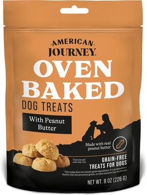 Paquete: Galletas crujientes horneadas sin cereales con receta de mantequilla de cacahuete American Journey para perros (bolsa de 226 g) + Galletas crujientes horneadas sin cereales con receta de cordero American Journey para perros (bolsa de 226 g)
