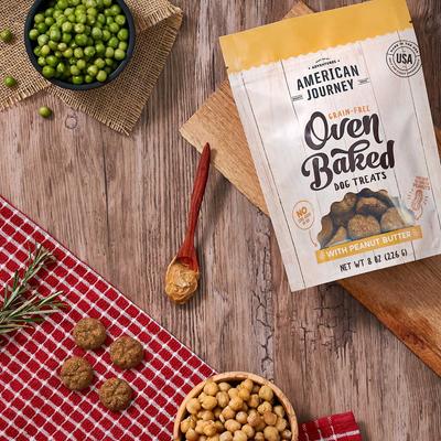 Bundle: American Journey Peanut Butter Recipe Grain-Free Oven Baked Crunchy Biscuit Dog Treats, 8-oz bag + American Journey Lamb Recipe Grain-Free Oven Baked Crunchy Biscuit Dog Treats, 8-oz