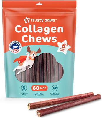 USA Beef Collagen Chews Extra Thin Jerky Dog Treats, 60 count, 15-oz bag