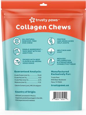 USA Beef Collagen Chews Extra Thin Jerky Dog Treats, 60 count, 15-oz bag
