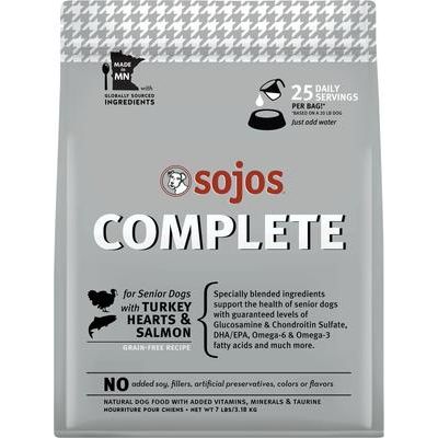 Alimento crudo liofilizado para perros mayores con receta completa de pavo y salmón, sin cereales, bolsa de 7 lb