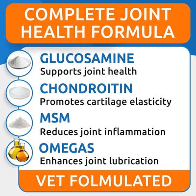 Advanced Glucosamine Chondroitin Chews Hip & Joint with Omega 3 & Fish Oil Supplement for Senior Dogs, 120 count
