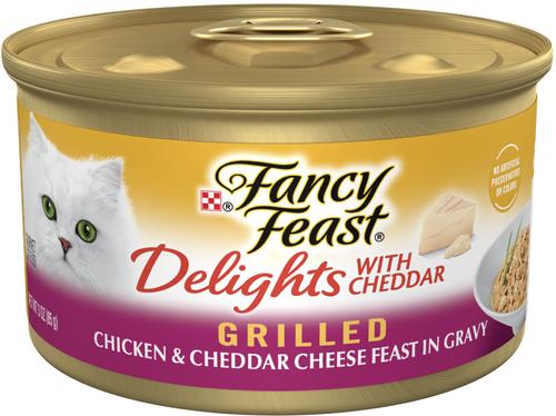 Delights with Cheddar Grilled Tuna & Cheddar Cheese Feast in Gravy Canned Cat Food, 3-oz, case of 24