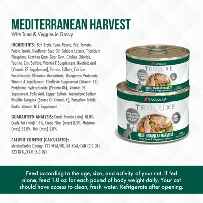 Truluxe Mediterranean Harvest Tuna & Veggies in Gravy Grain-Free Wet Cat Food, 3-oz, case of 24