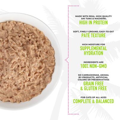 Luau Ahi Tuna & Mackerel Pate Wet Cat Food, 2.8-oz can, case of 12