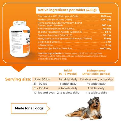GlycoFlex Stage III Chicken Flavored Chewable Tablets Joint Supplement for Dogs, 120 count