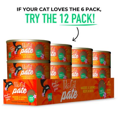 Grill Mackerel & Sardines Recipe in Broth Grain-Free Pate Wet Cat Food, 2.8-oz can, case of 6