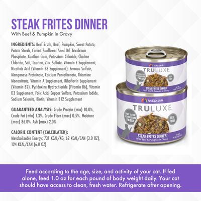 Truluxe Steak Frites Dinner Beef & Pumpkin in Gravy Grain-Free Wet Cat Food, 3-oz, case of 24
