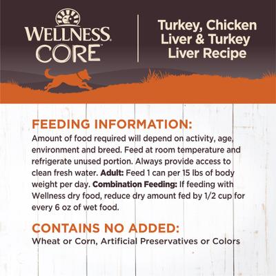 CORE Grain-Free Turkey, Chicken Liver & Turkey Liver Formula Canned Dog Food, 12.5-oz, case of 12