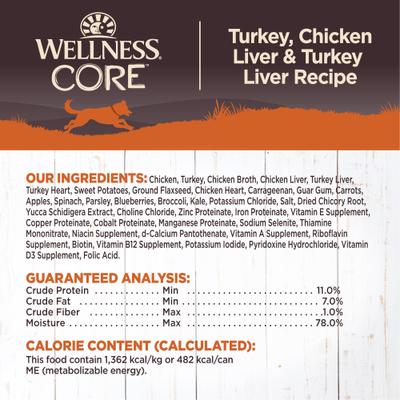 CORE Grain-Free Turkey, Chicken Liver & Turkey Liver Formula Canned Dog Food, 12.5-oz, case of 12