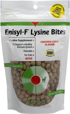 Enisyl-F Lysine Bites, suplemento inmunológico con sabor a pollo e hígado para gatos, bolsa de 177 g