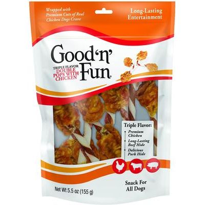 Masticables para perros Double Pops de triple sabor con cerdo, pollo y ternera, bolsa de 5.5 oz