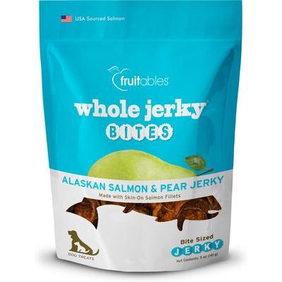Bocados de cecina entera de salmón de Alaska y pera para perros, bolsa de 5 oz