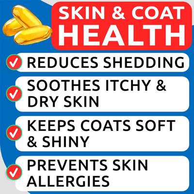 Omega 3 Fish Oil Pills & Skin & Coat Supports Joints Brain Heart & Overall Health Supplement for Dogs, 180 count