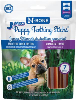 Jumbo Puppy Teething Sticks Pumpkin Flavor Dog Treats, 7 count