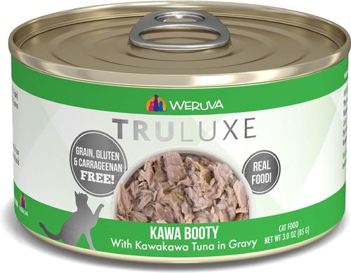 Truluxe Kawa Booty con atún Kawakawa en salsa, alimento enlatado sin cereales para gatos, 3 oz, caja de 24