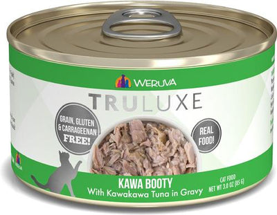 Truluxe Kawa Booty con atún Kawakawa en salsa, alimento enlatado sin cereales para gatos, 3 oz, caja de 24