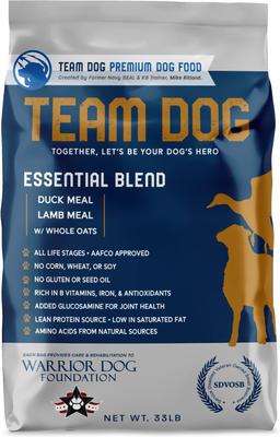 Comida seca para perros con mezcla esencial de harina de pato y cordero 26/20, bolsa de 33 lb