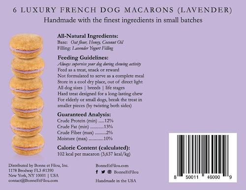 Galletas Macaron para perros hechas a mano y totalmente naturales de lavanda, 6 unidades