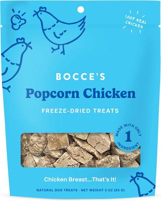Golosinas liofilizadas de pollo palomitas para perros y gatos, ricas en proteínas, bolsa de 85 g
