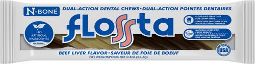 FLOSSta Dual Action Beef Liver Flavor Dental Dog Chews, 8 count