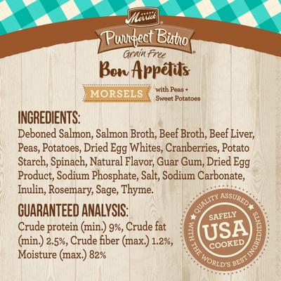 Purrfect Bistro Bon Appetits Grain-Free Salmon Recipe Morsels in Gravy Adult Cat Food Pouches, 3-oz, case of 24