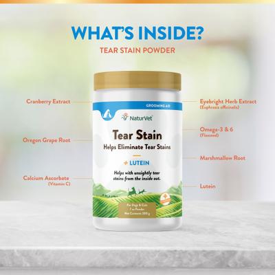 Tear Stain Plus Lutein Powder Vision Supplement for Cats & Dogs, 200-g bottle