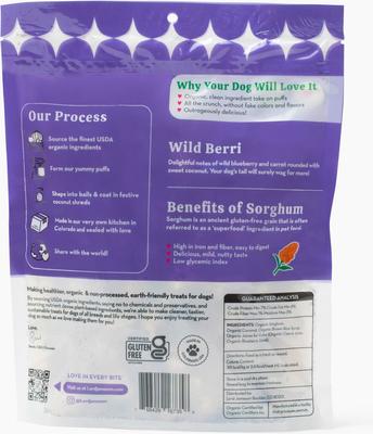 Golosinas crujientes para perros Love Puffs Wild Berri, bolsa de 4 oz