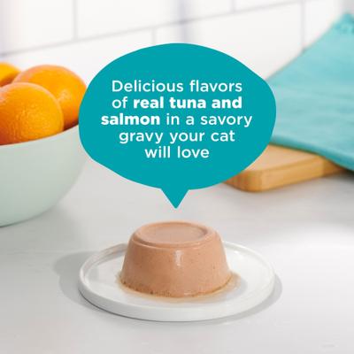 Pate in Gravy with Real Tuna & Salmon Wet Cat Food, 2.75-oz cup, case of 12