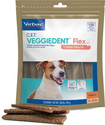C.E.T. VeggieDent Flex + Joint Health Dental Chews for Small Dogs, 30 count