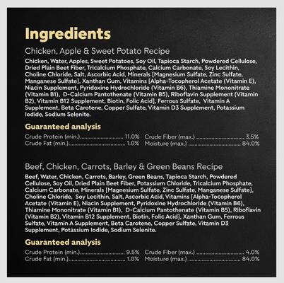 Wholesome Bowls Variety Pack Beef, Chicken, Carrots, Barley & Green Beans Recipe & Chicken, Apple & Sweet Potato Recipe Small Breed Adult Soft Wet Dog Food, 3-oz bowl, case of 6