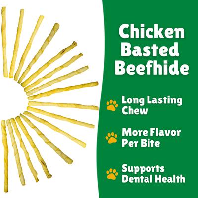 Chicken Basted Rawhide Small Dog Chews, 25 count