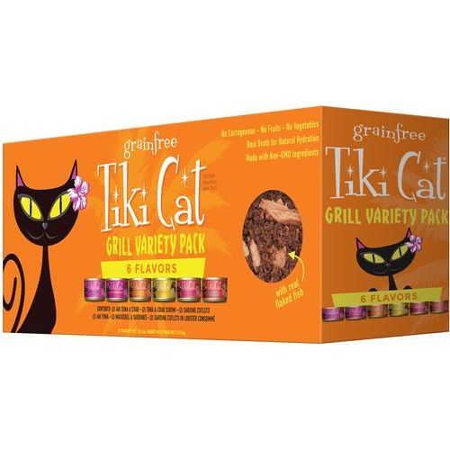 Alimento enlatado para gatos sin cereales Grill Variety Pack, 2.8 oz, caja de 12