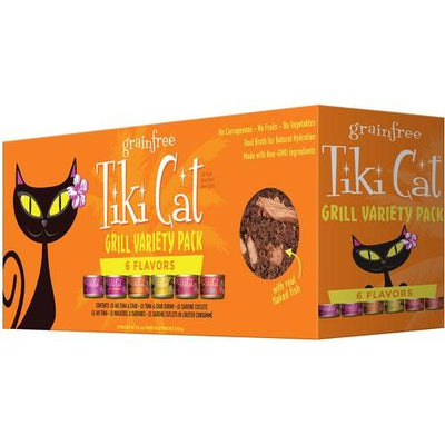 Alimento enlatado para gatos sin cereales Grill Variety Pack, 2.8 oz, caja de 12