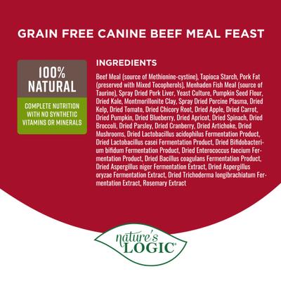 100% Natural Canine Beef Meal Feast All Life Stages Grain-Free Dry Dog Food, 4.4-lb bag