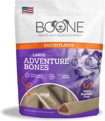 Golosinas masticables para perros Big Adventure Bones con tocino y calabaza, bolsa de 18 oz