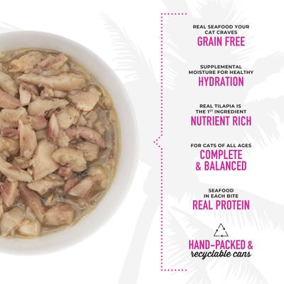 Luau Tilapia in Tilapia Consomme Grain-Free Canned Cat Food, 6-oz, case of 8