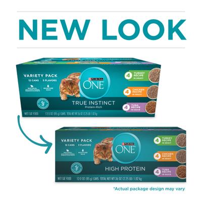 Bundle: Purina ONE Tender Selects Blend with Real Chicken Dry Food + True Instinct Turkey, Chicken & Tuna Variety Pack Canned Cat Food
