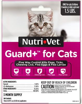 Tratamiento contra pulgas y garrapatas Guard Plus para gatos de más de 1,5 lb, 3 dosis