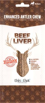 North Country Natural Shed Beef Liver Enhanced Split Elk Antler Chew Dog Treat, Medium