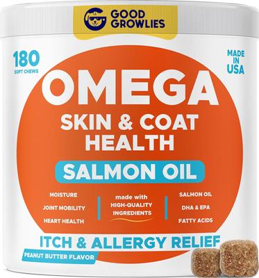 Wild Alaskan Salmon Oil Itch & Allergy Relief Skin & Coat with Omega 3 Supplement for Dogs, 180 count