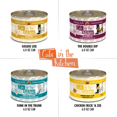 Comida enlatada para gatos sin cereales Cats in the Kitchen Goldie Lox & the 3 Fares Variety Pack, 6 oz, caja de 24