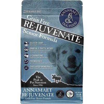 Alimento seco para perros mayores Re-juvenate sin cereales, bolsa de 5 lb