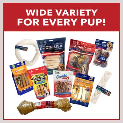 Huesos de perro de piel de res de 4 pulgadas con sabor a mantequilla de maní, 24 unidades