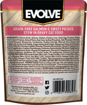 Salmon & Sweet Potato Stew in Gravy Grain-Free Wet Pouch Cat Food, 3-oz pouch, case of 24