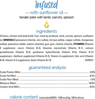 Infused Pate with Real Lamb, Carrots & Spinach Wet Dog Food, 3-oz can, case of 12