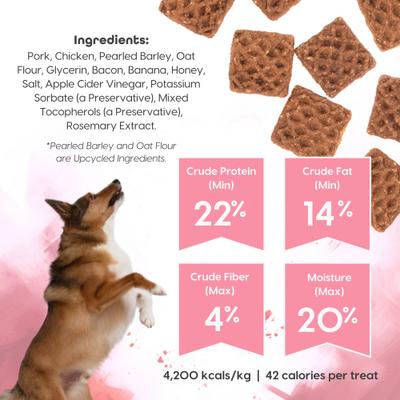 Wooffles Pork, Bacon & Banana Recipe High Protein Soft & Chewy Dog Treats, 11-oz bag