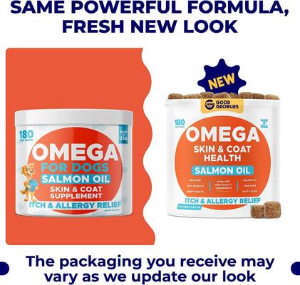 Allergy Relief & Itch Relief with Omega 3 Skin & Coat with Alaskan Fish Oil Chew Supplement for Dogs, 180 count