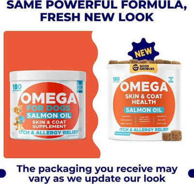 Allergy Relief & Itch Relief with Omega 3 Skin & Coat with Alaskan Fish Oil Chew Supplement for Dogs, 180 count