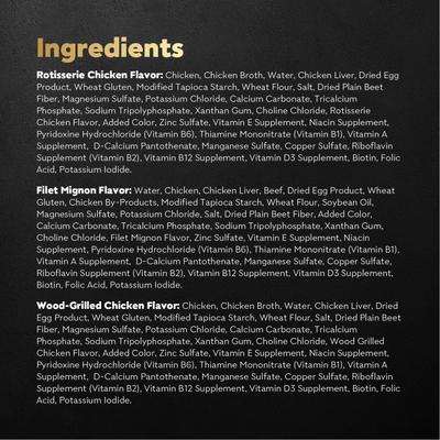 Variety Pack Filet Mignon, Rotisserie Chicken, & Wood-Grilled Chicken Flavor Filets in Gravy Wet Dog Food, 1.76-oz mini-pouch, case of 40